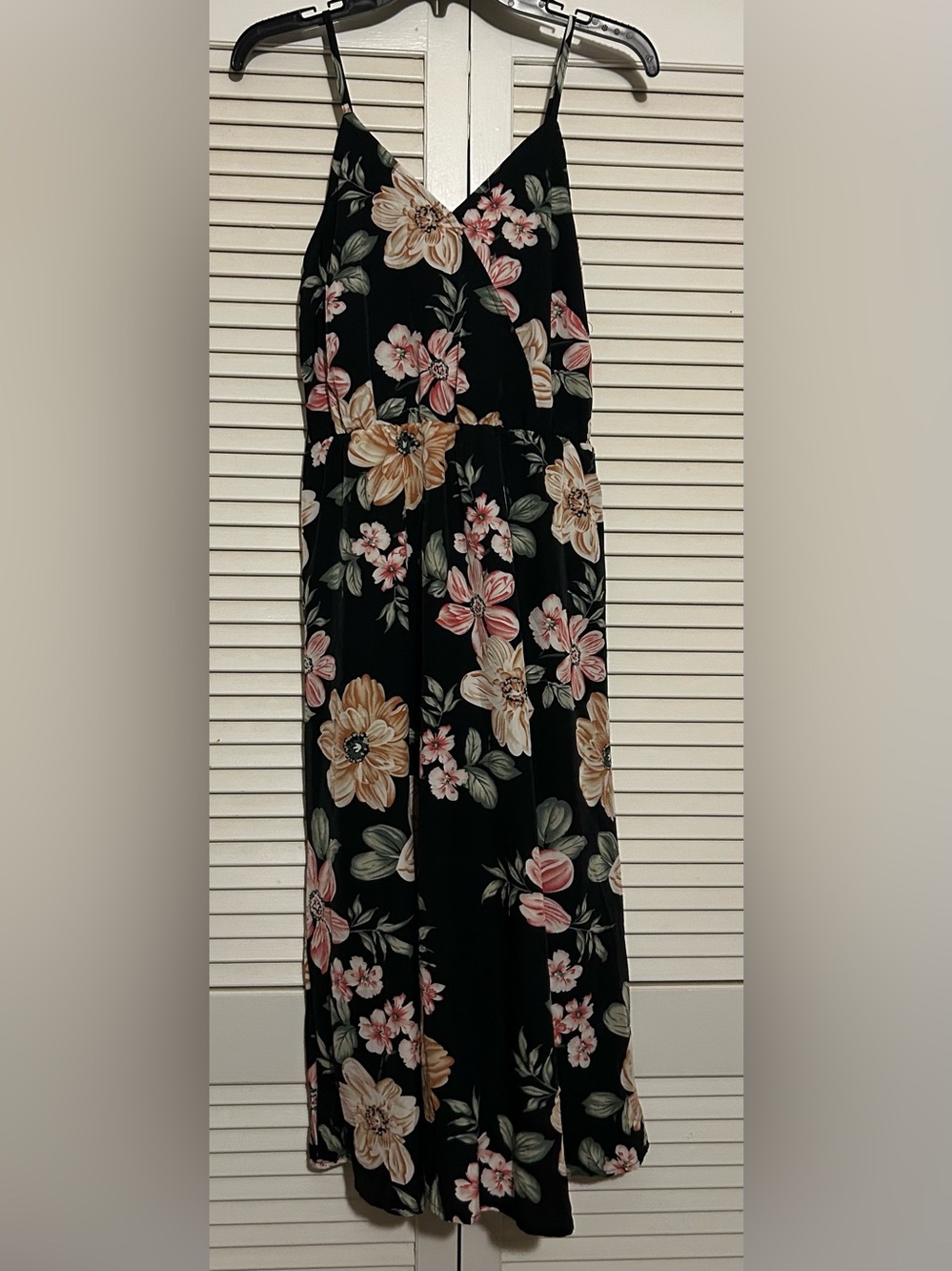 PatPat Black Maxi Skirt with Pink & Cream Floral Print
